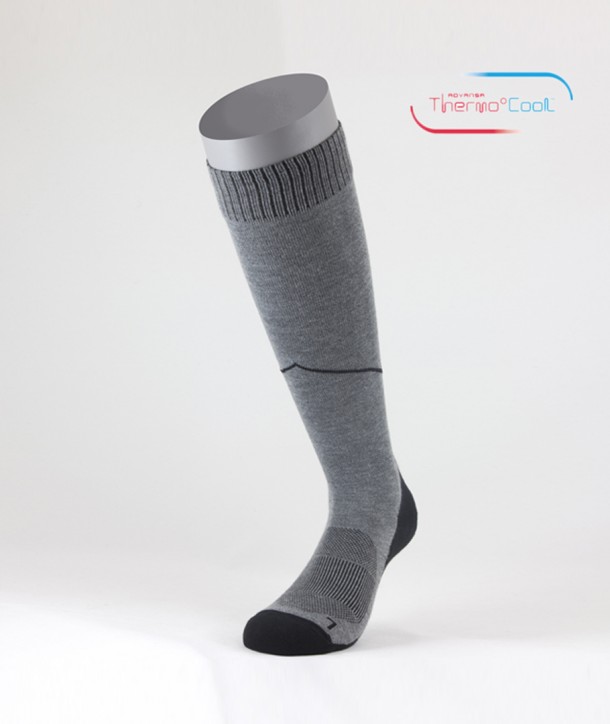 ThermoCool® Long Trekking Socks Grey Black for men