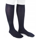 Ribbed Long Wool Women Socks Navy Blue
