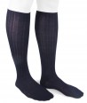Ribbed Long Wool Women Socks Navy Blue