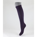 Moss Stitch Long Wool Socks Purple for women