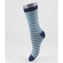 Striped Wool Silk Short Women Socks Grey Blue