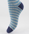 Striped Wool Silk Short Women Socks Grey Blue