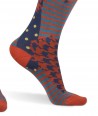 Long cotton women colored socks stripes dots pied de poule blue orange