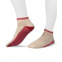 Calze sneaker in cotone per donna rosse e crema