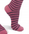 Wool silk short striped socks for women Fuchsia purple