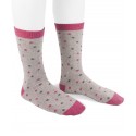 Wool Silk Dot Short Socks Grey Fuchsia