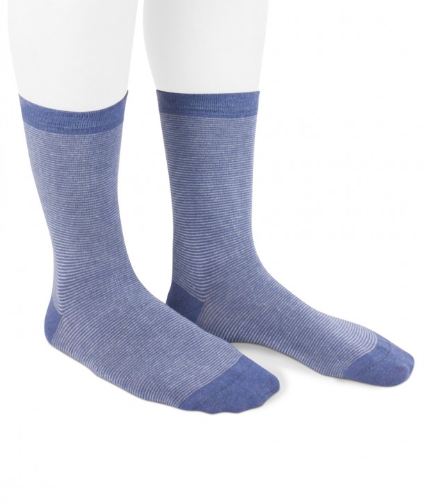 short viscose thin stripes socks for women denim