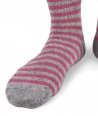 Striped Wool Silk Short Women Socks Grey Fuchsia