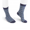 Striped Wool Silk Short Women Socks blue Grey turquoise