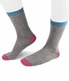 Wool silk short socks for women grey pink turquoise