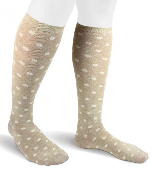Long viscose dot socks for women beige