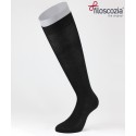 Flat Knit Cotton Lisle Long Socks Black for men