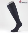 Flat Knit Cotton Lisle Long Socks Navy Blue for men