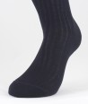 Ribbed Cotton Lisle Long Socks Navy Blue for men