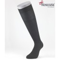 Ribbed Cotton Lisle Long Socks Anthracite for men