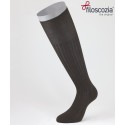 Ribbed Cotton Lisle Long Socks Brown for men