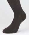 Ribbed Cotton Lisle Long Socks Brown for men