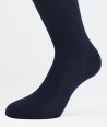 Flat Knit Cotton Long Socks Navy for men