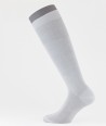 Flat Knit Cotton Long Socks White for men