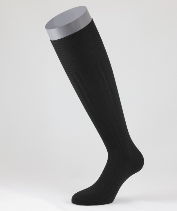 Ribbed Winter Cotton Long Socks Black for men