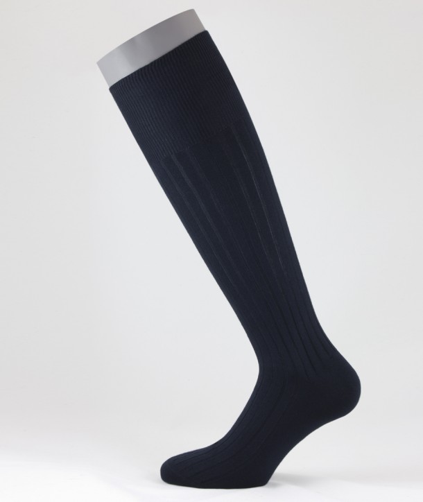 Ribbed Winter Cotton Long Socks Navy Blue for men