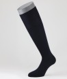Flat Knit Wool Long Socks for men Navy Blue