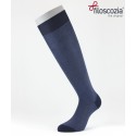 Birdseye Cotton Lisle Long Socks Blue for men