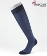 Birdseye Cotton Lisle Long Socks Blue for men