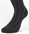 Pinstripe Cotton Lisle Short Socks Black for men