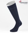 Pinstripe Cotton Lisle Short Socks Navy Blue for men