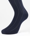 Pinstripe Cotton Lisle Short Socks Navy Blue for men