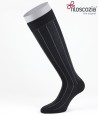 Pinstripe Cotton Lisle Long Socks Black for men