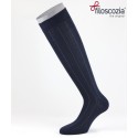 Pinstripe Cotton Lisle Long Socks Navy Blue for men