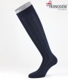 Pinstripe Cotton Lisle Long Socks Navy Blue for men