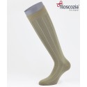 Pinstripe Cotton Lisle Long Socks Beige for men