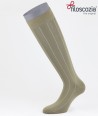 Pinstripe Cotton Lisle Long Socks Beige for men