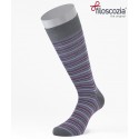 Thin Stripes Cotton Lisle Short Socks Anthracite for men