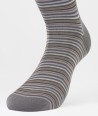 Thin Stripes Cotton Lisle Short Socks Grey for men