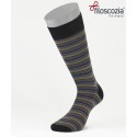 Thin Stripes Cotton Lisle Short Socks Black for men