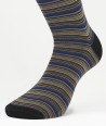 Thin Stripes Cotton Lisle Short Socks Black for men
