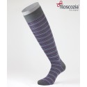Thin Stripes Cotton Lisle Long Socks Anthracite for men