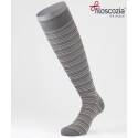 Thin Stripes Cotton Lisle Long Socks Grey for men