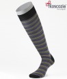 Thin Stripes Cotton Lisle Long Socks Black for men