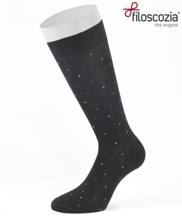 Mini Dots Cotton Lisle Short Socks Black for men