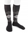 Long wool men argyle socks black