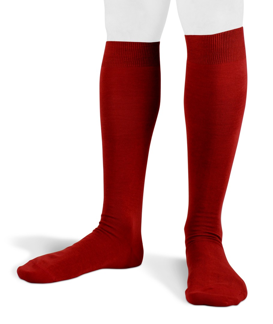 Flat Knit Cotton Long Red Socks for men. 