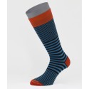Mix Stripes Black Blue Cotton Short Socks for men