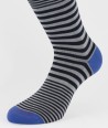 Mix Stripes Grey Blue Cotton Short Socks for men