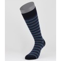 Color Stripes Cotton Short Socks Navy for men