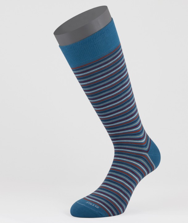 Color Stripes Cotton Short Socks Turquoise for men